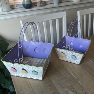 Easter Basket with Pastel Egg Design Set of 2 Matching Medium 7.5” Large 9.5” 🐣